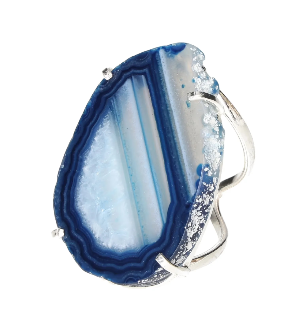 Agate Slice Arc And Wire Ring Silver 603744 P30