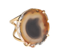 Agate Slice Arc And Wire Ring Gold 604659