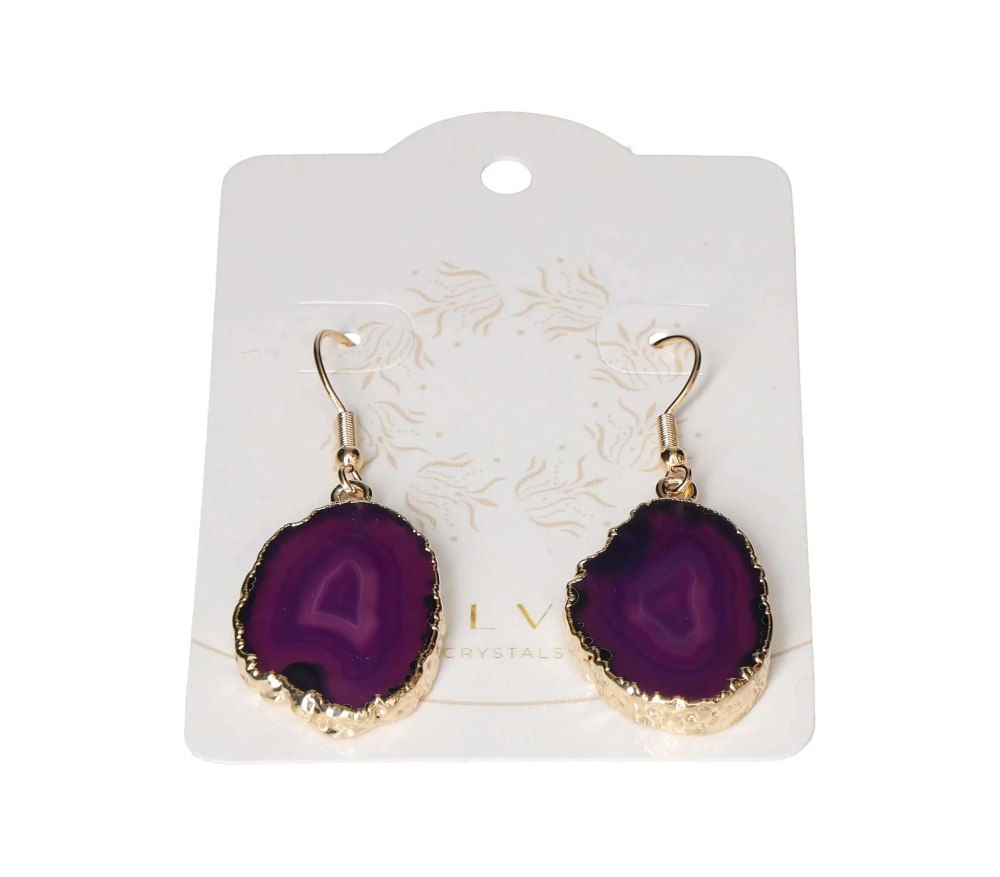 Agate Slice Hook Earrings Gold 604925 P30