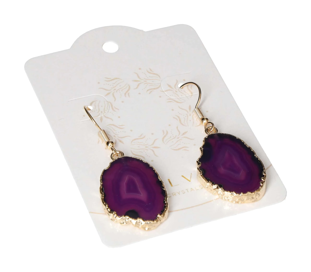 Agate Slice Hook Earrings Gold 604925 P30