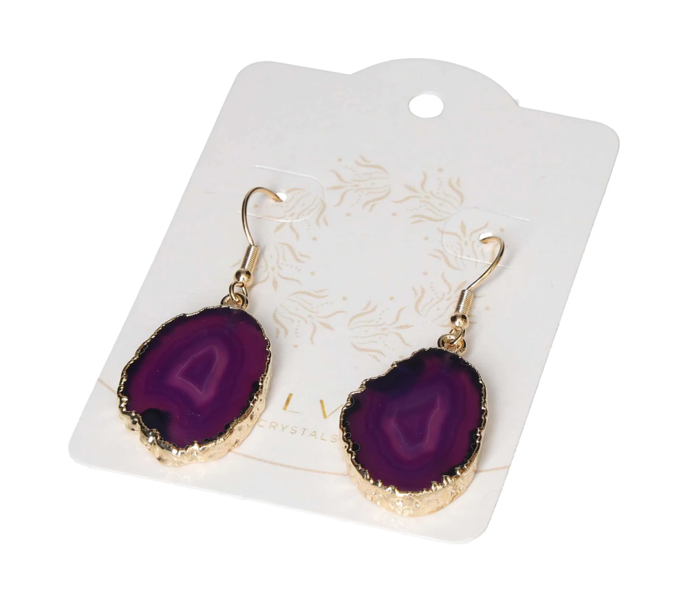 Agate Slice Hook Earrings Gold 604925 P30