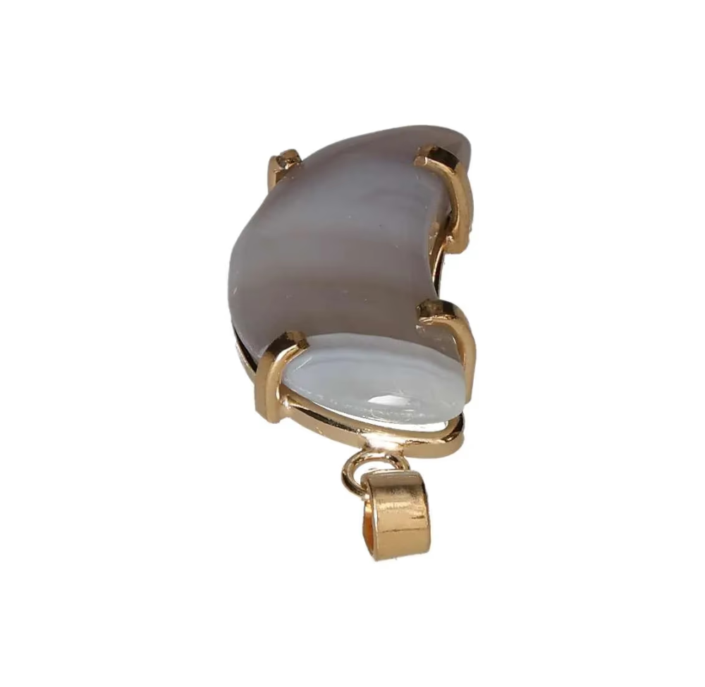Agate Moon Cabochon Claw Pendant Gold 606288 P30
