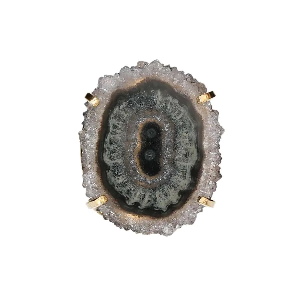 Agate Stalactite Cuff Ring – Radiant Formation in Gold 612982