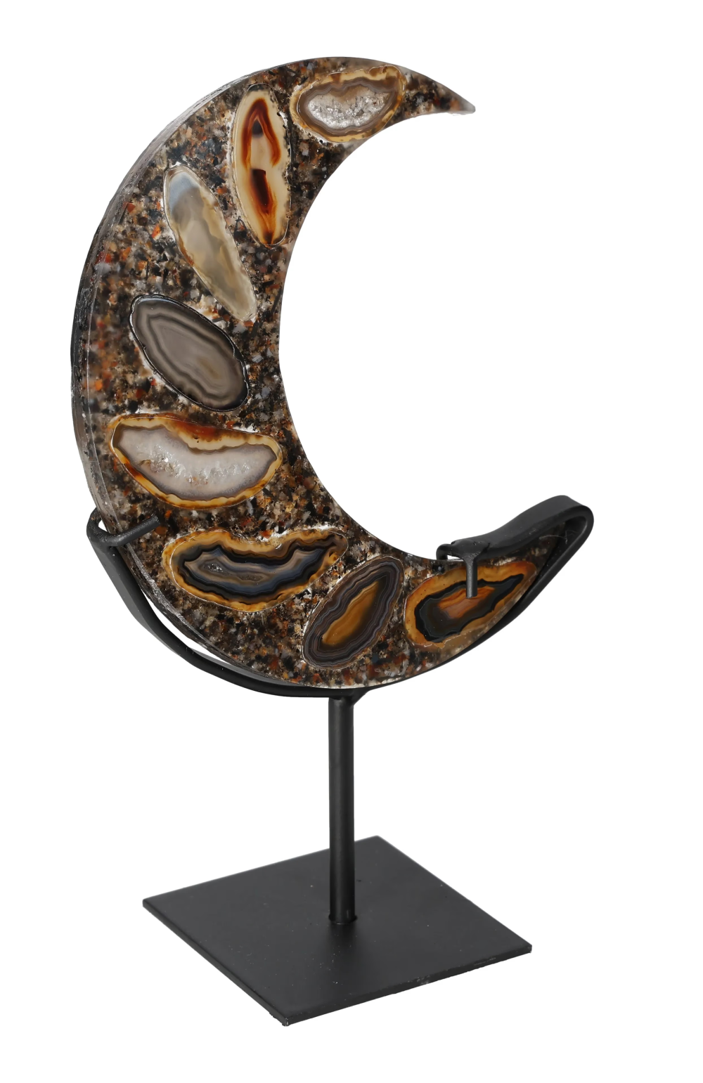 Agate Moon With Metal Base 624862
