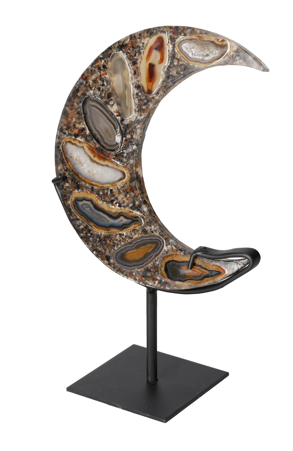 Agate Moon With Metal Base 624862