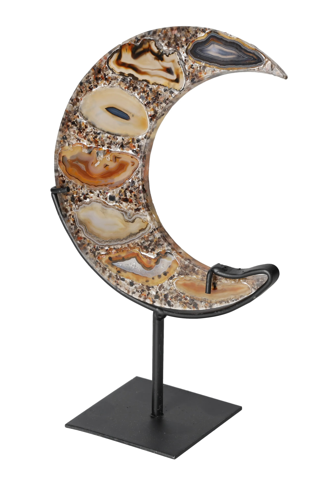 Agate Moon With Metal Base 624879