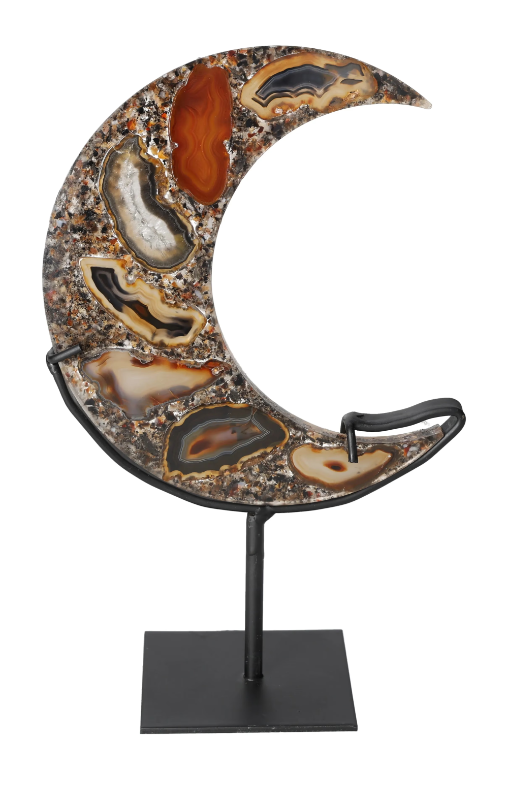 Agate Moon With Metal Base 624886