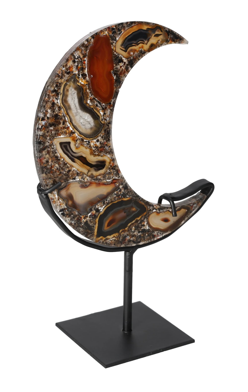 Agate Moon With Metal Base 624886