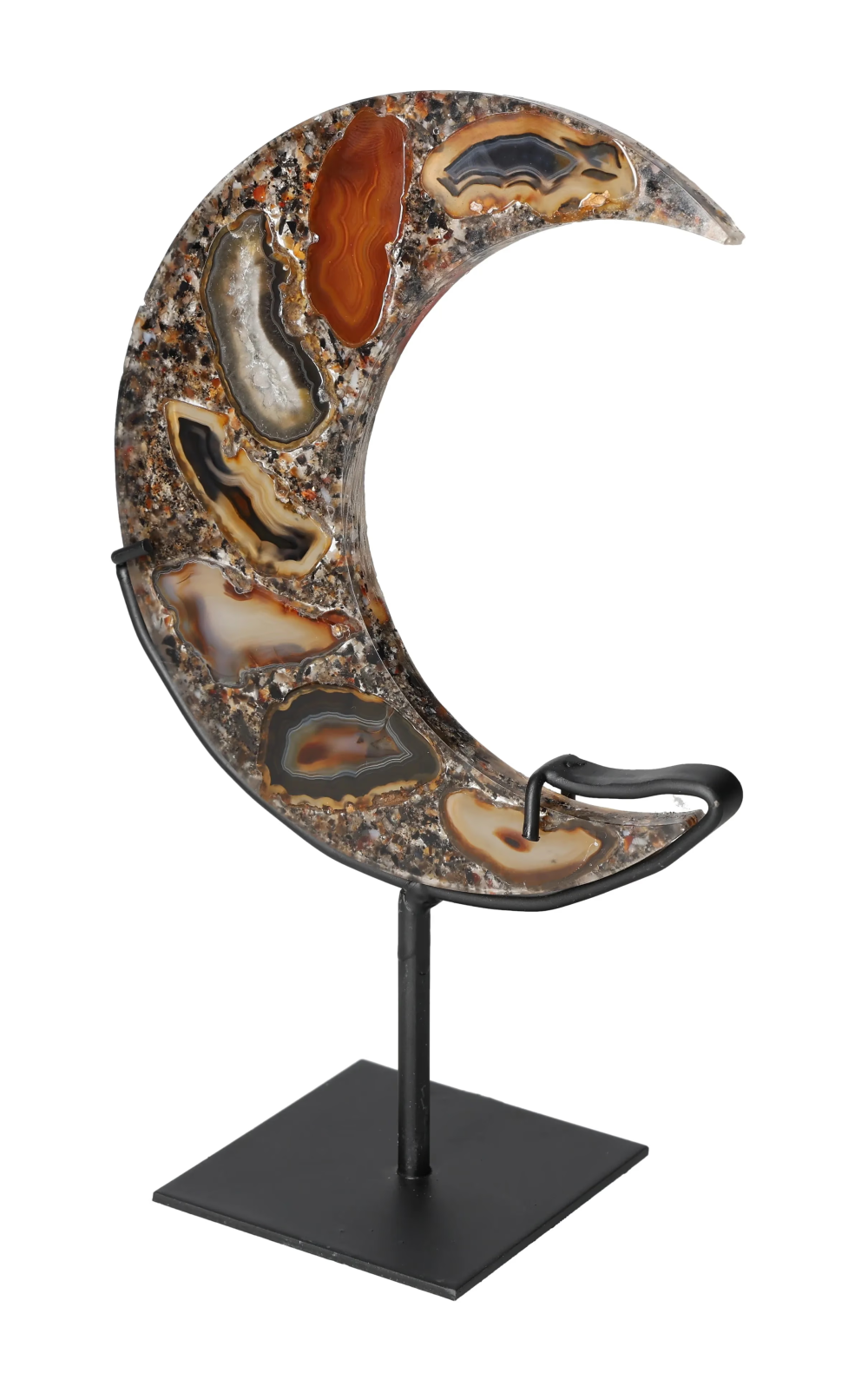 Agate Moon With Metal Base 624886