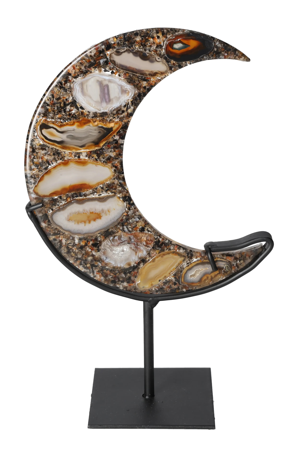 Agate Moon With Metal Base 624893