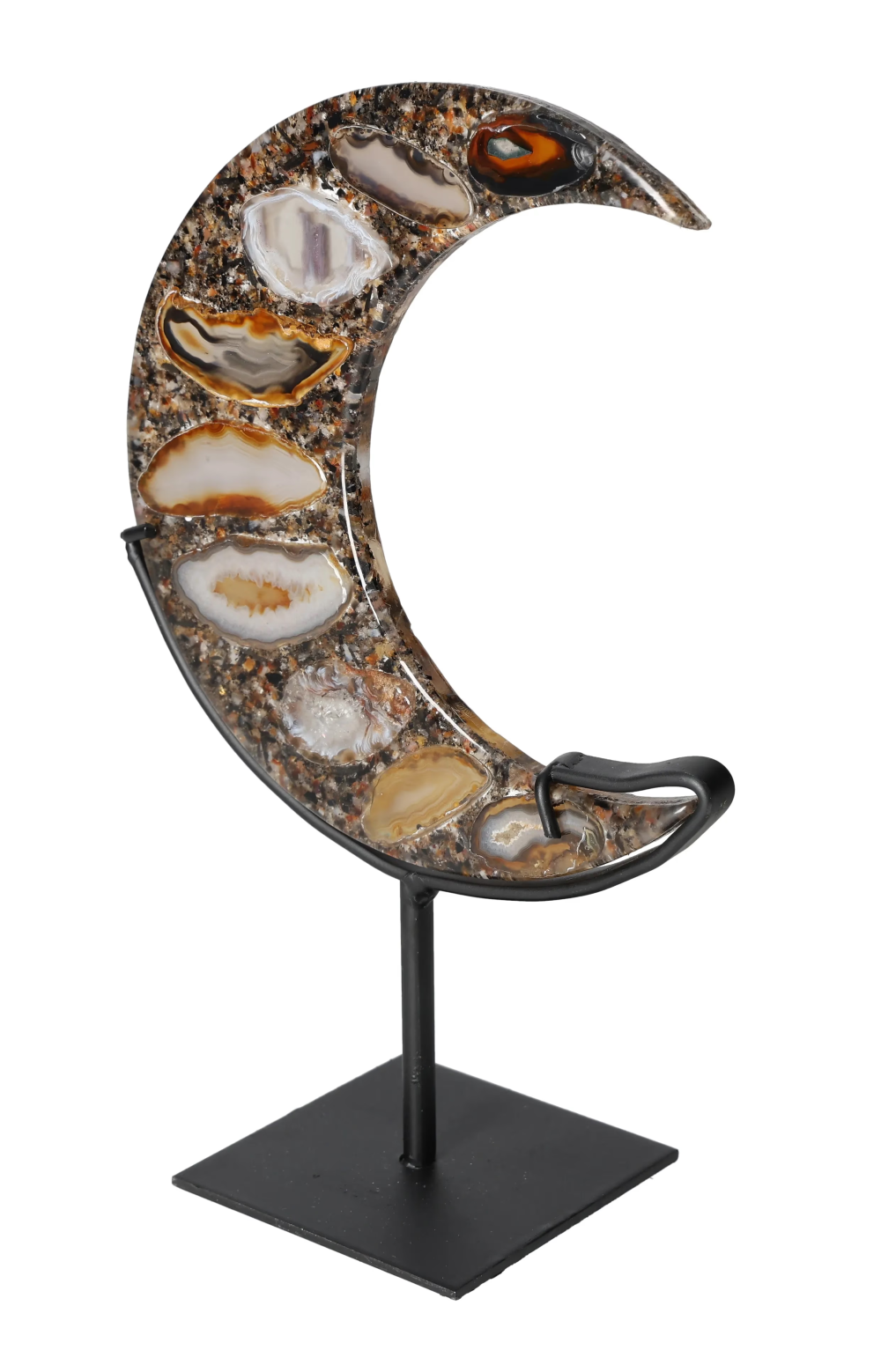 Agate Moon With Metal Base 624893