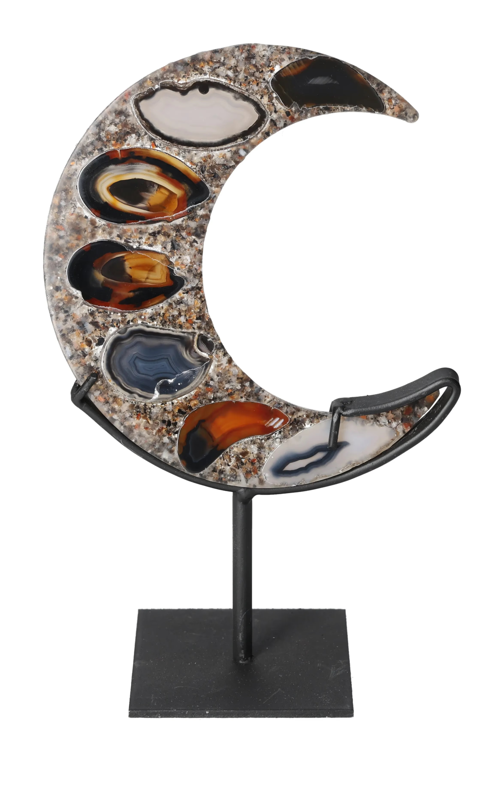 Agate Moon With Metal Base 624916