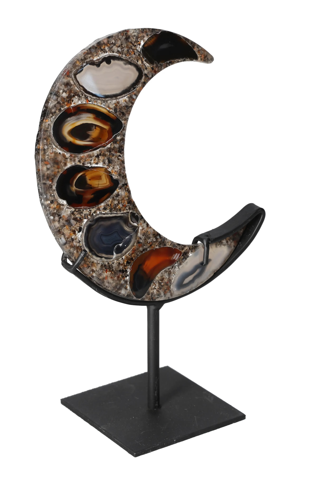 Agate Moon With Metal Base 624916