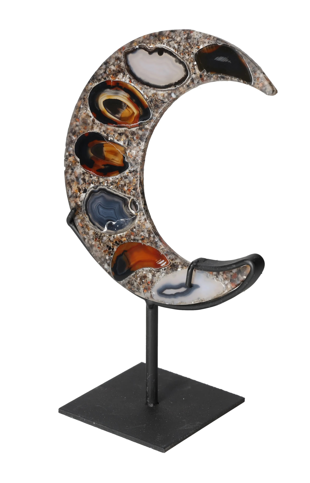 Agate Moon With Metal Base 624916