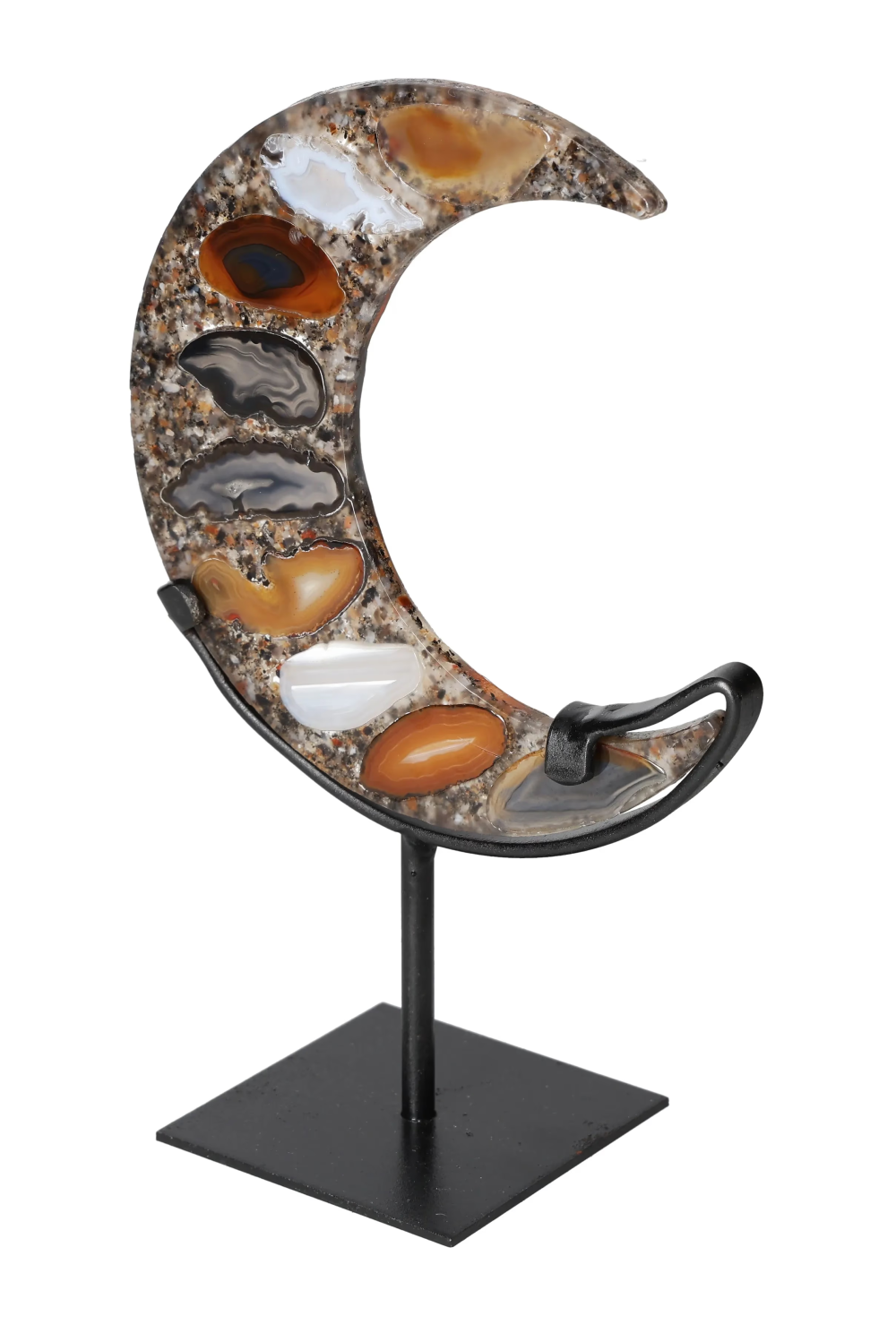 Agate Moon With Metal Base 624923