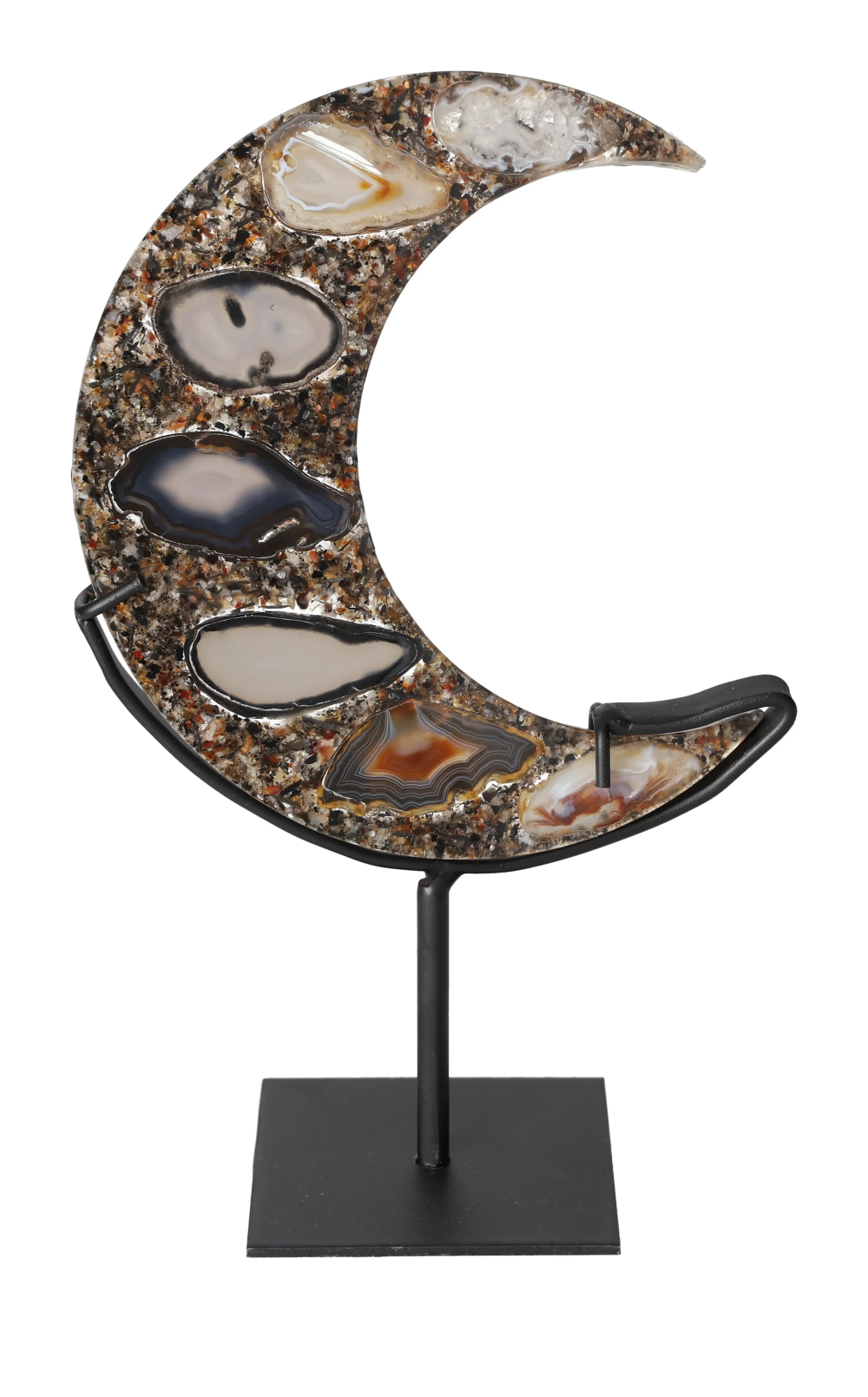 Agate Moon With Metal Base 624930