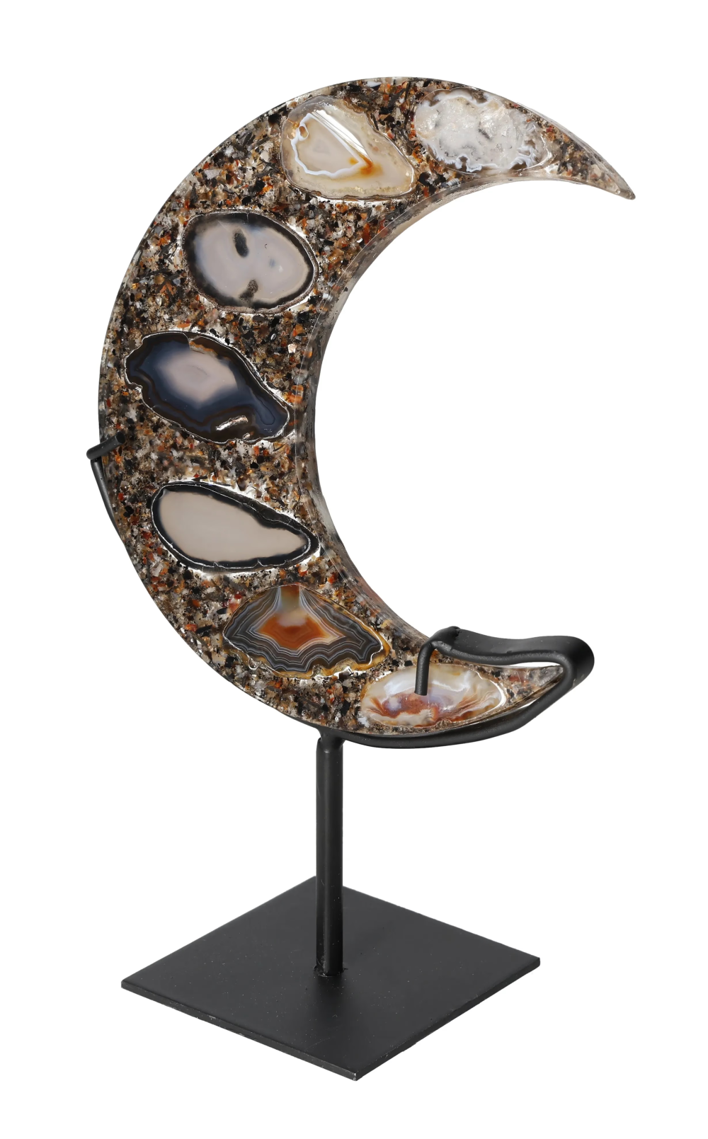 Agate Moon With Metal Base 624930