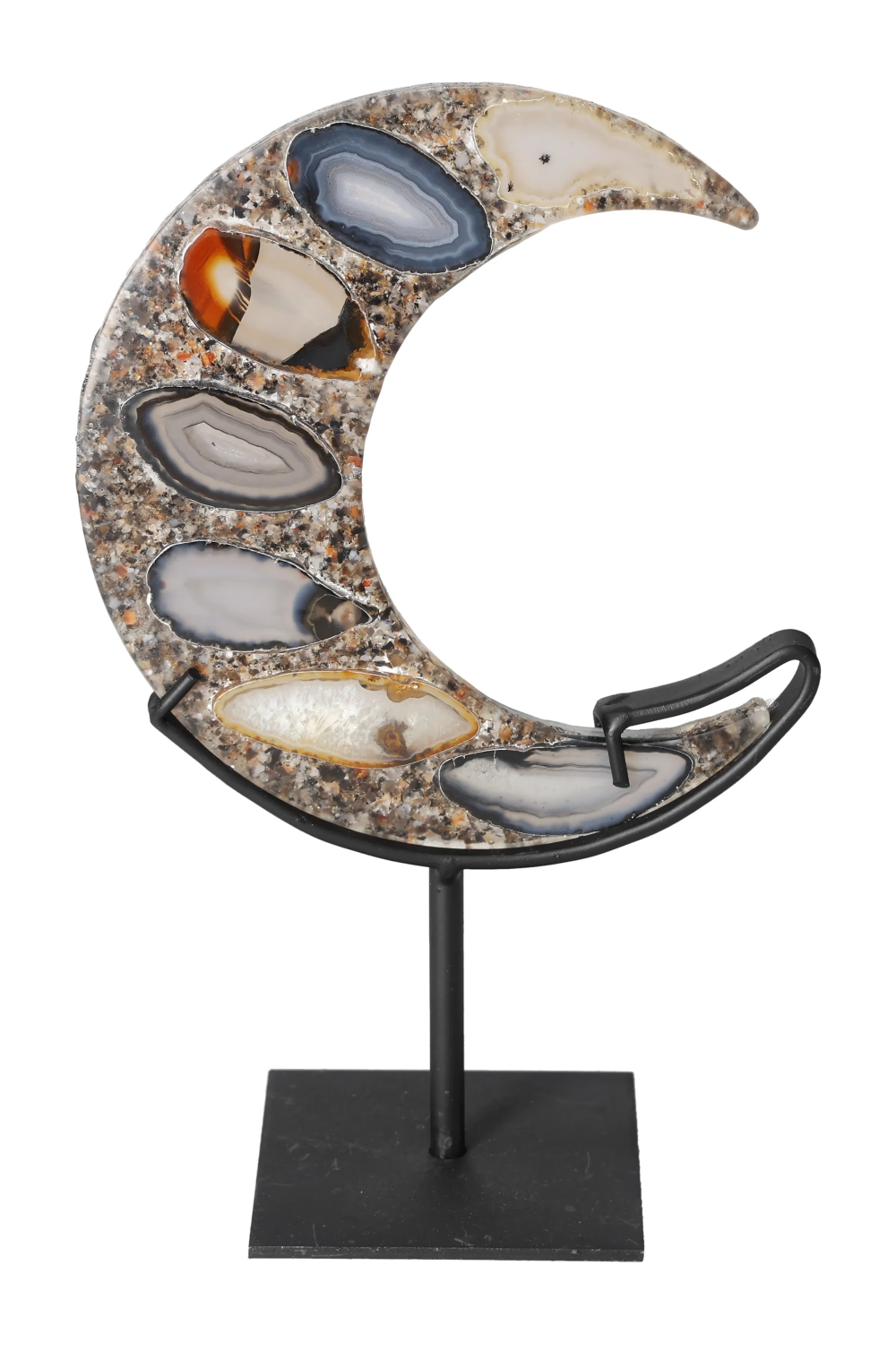 Agate Moon With Metal Base 624947
