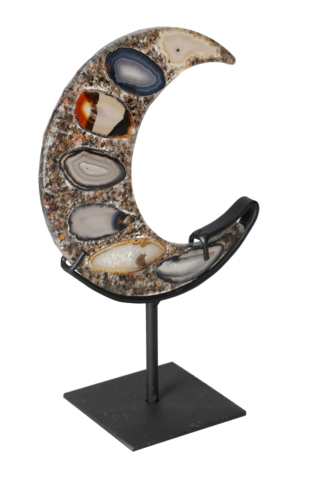 Agate Moon With Metal Base 624947