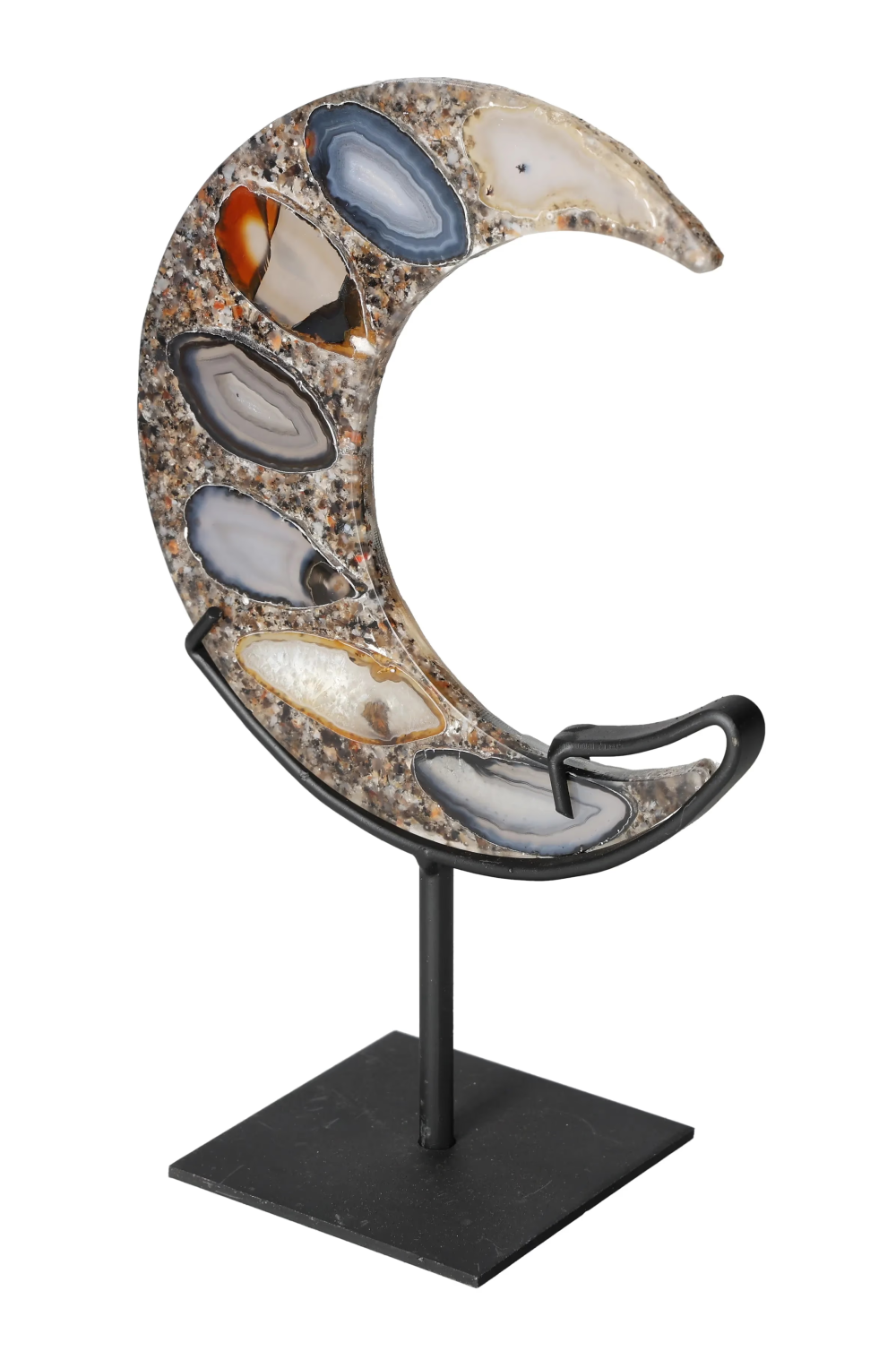 Agate Moon With Metal Base 624947