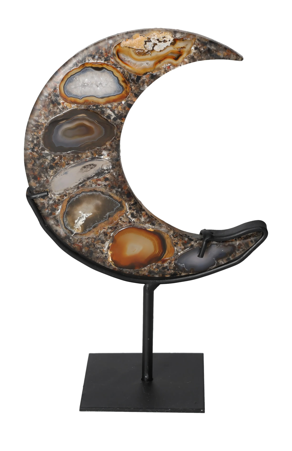 Agate Moon With Metal Base 624954