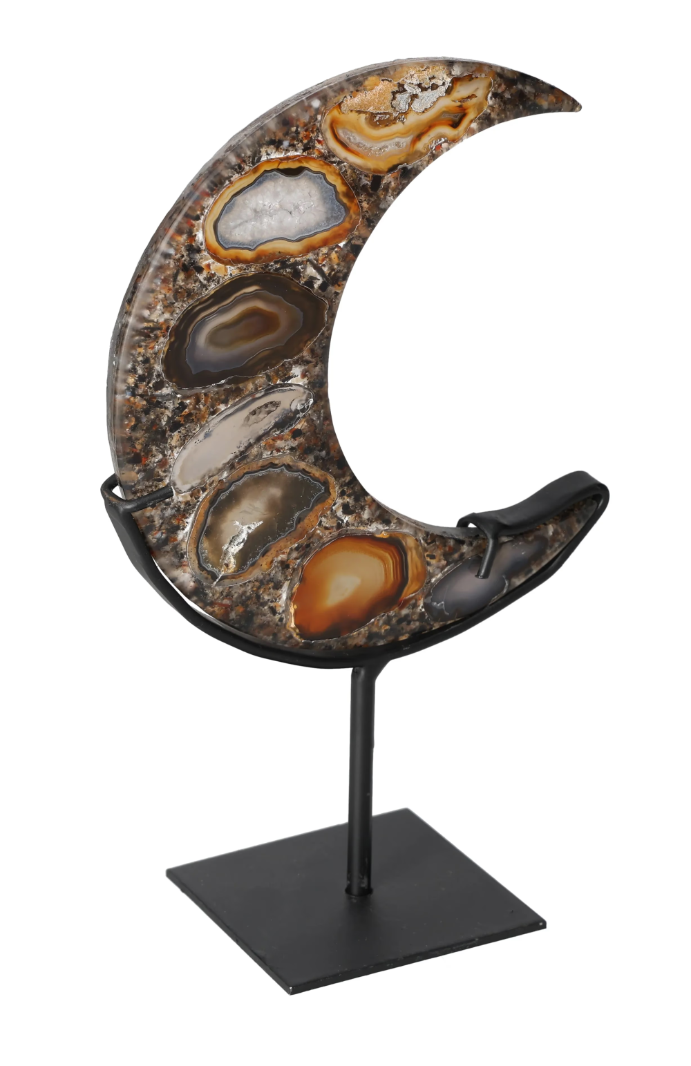 Agate Moon With Metal Base 624954