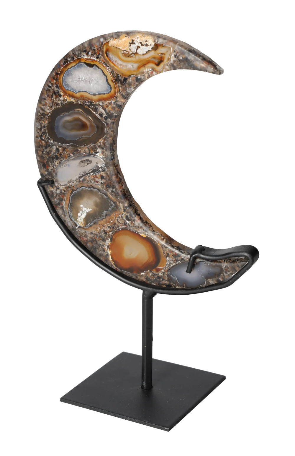Agate Moon With Metal Base 624954