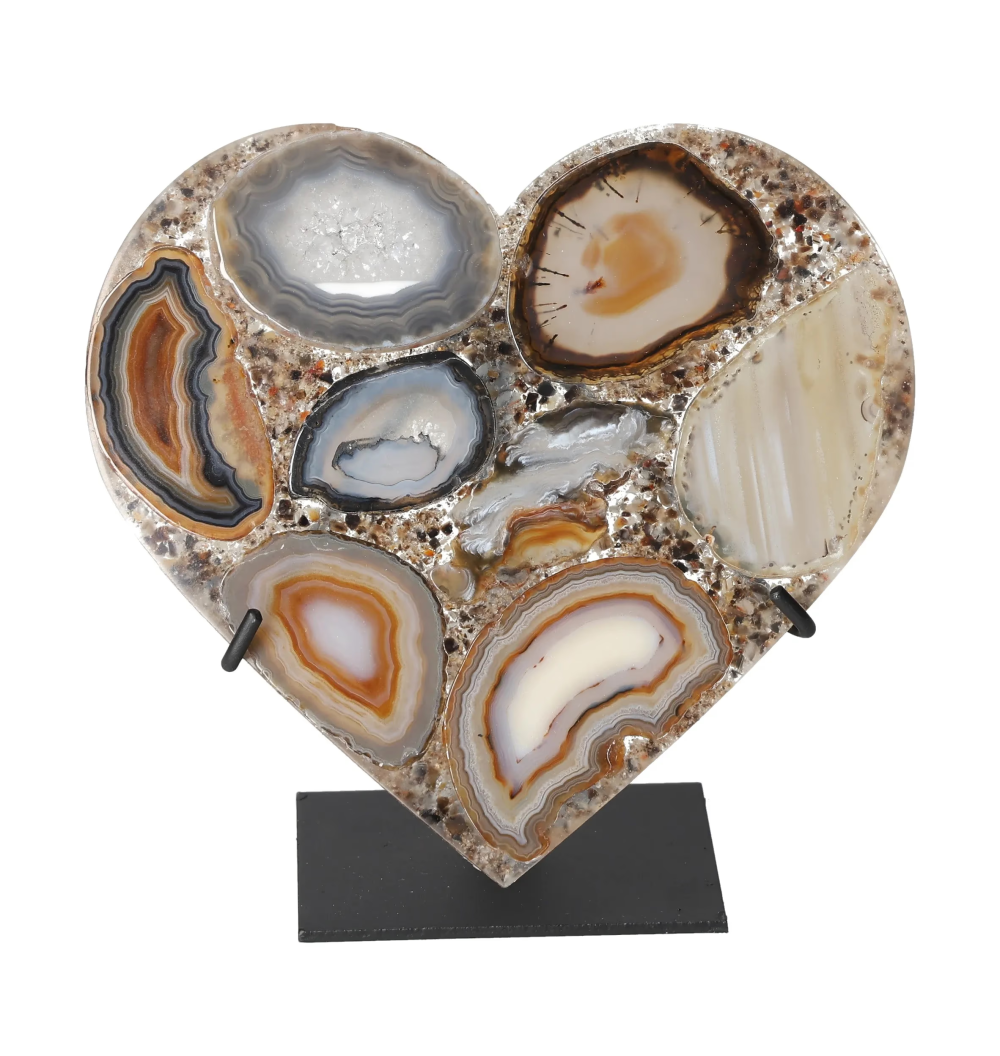 Agate Heart With Metal Base 625029