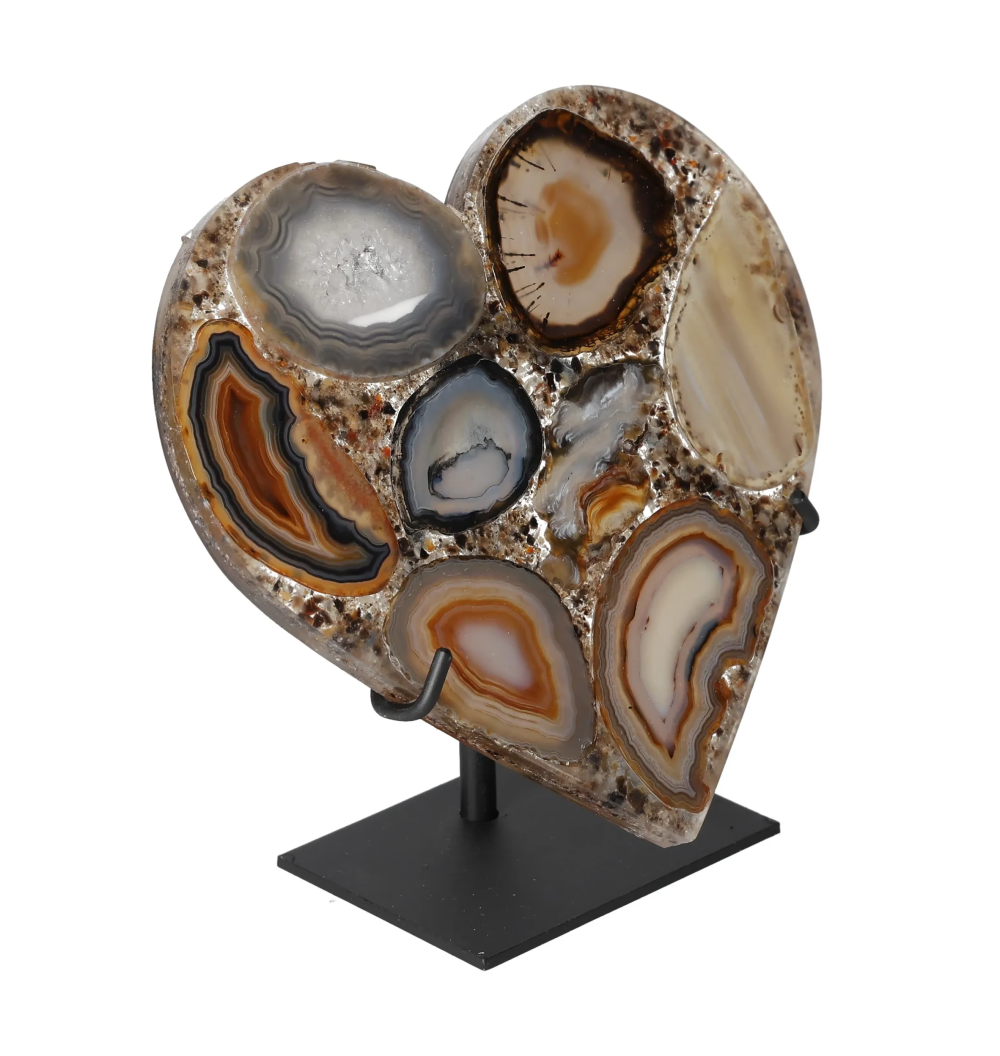Agate Heart With Metal Base 625029