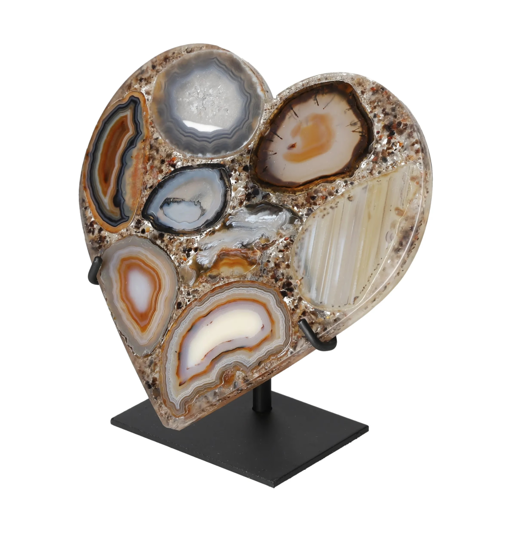 Agate Heart With Metal Base 625029
