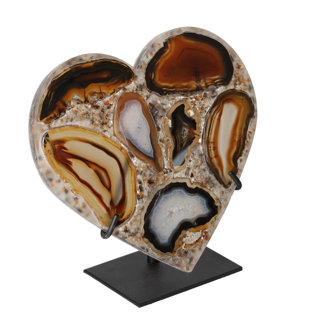 Agate Heart With Metal Base 625036