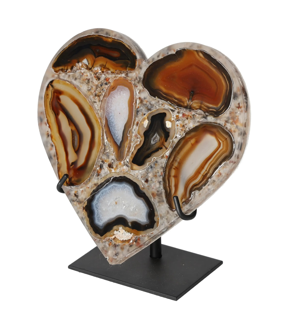 Agate Heart With Metal Base 625036