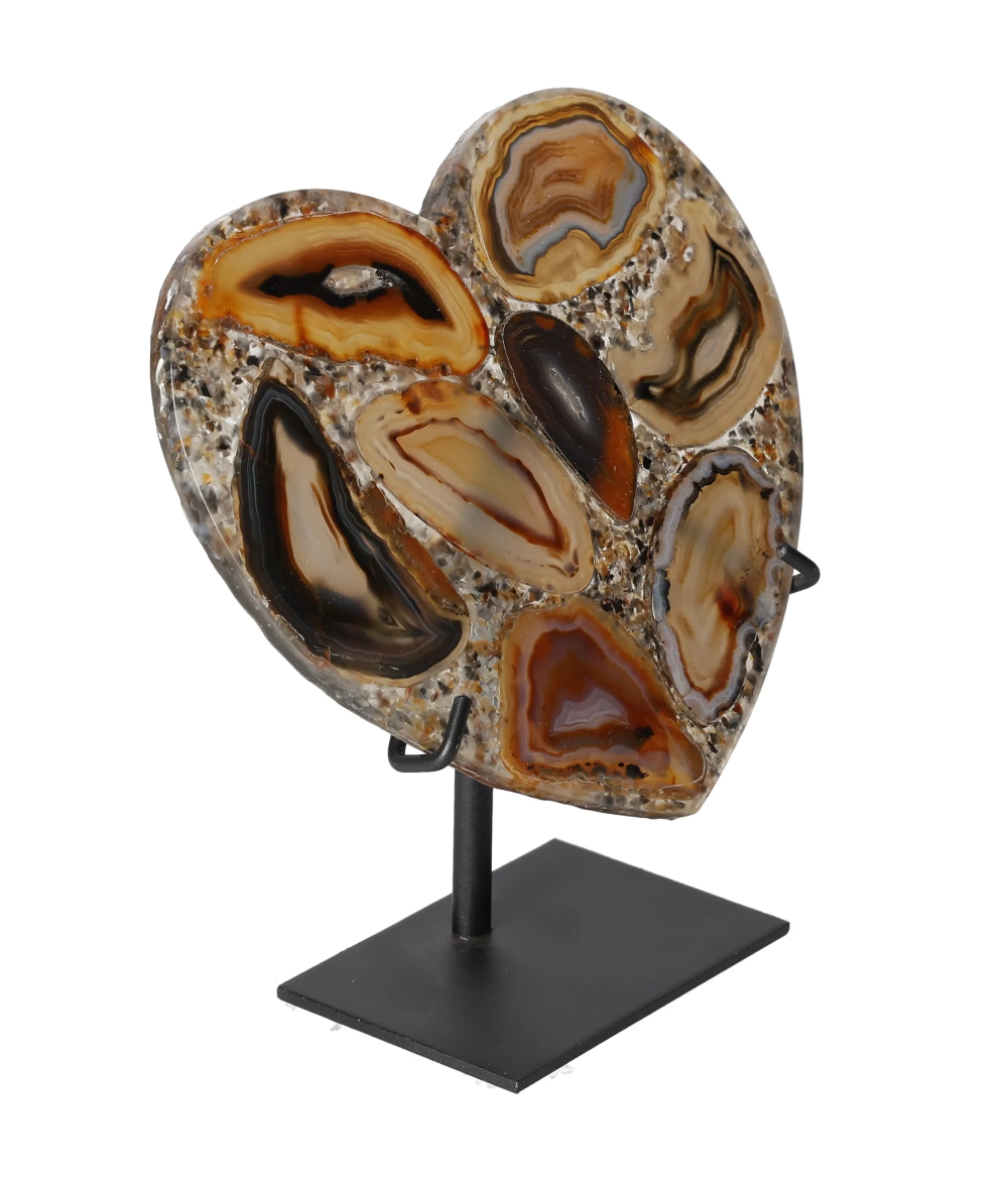 Agate Heart With Metal Base 625050