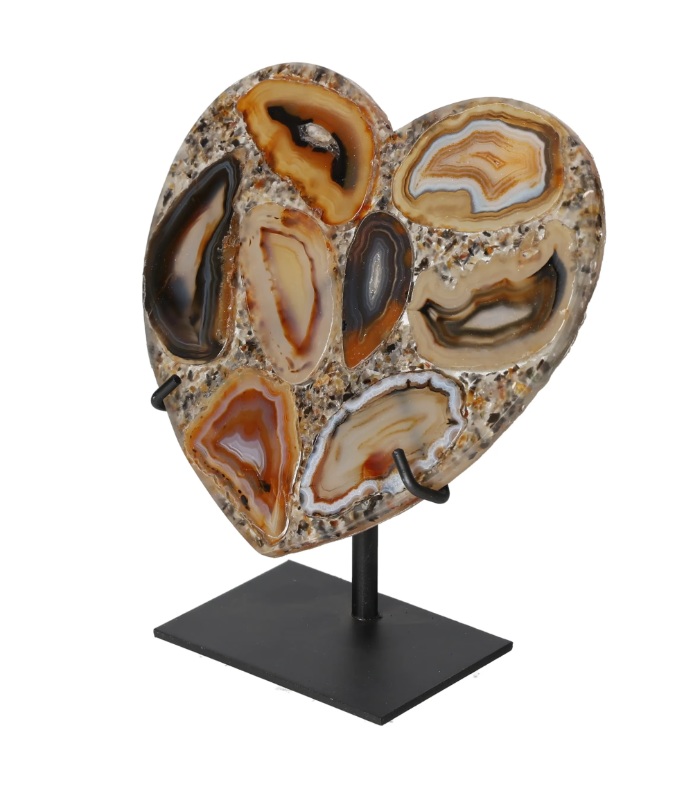 Agate Heart With Metal Base 625050