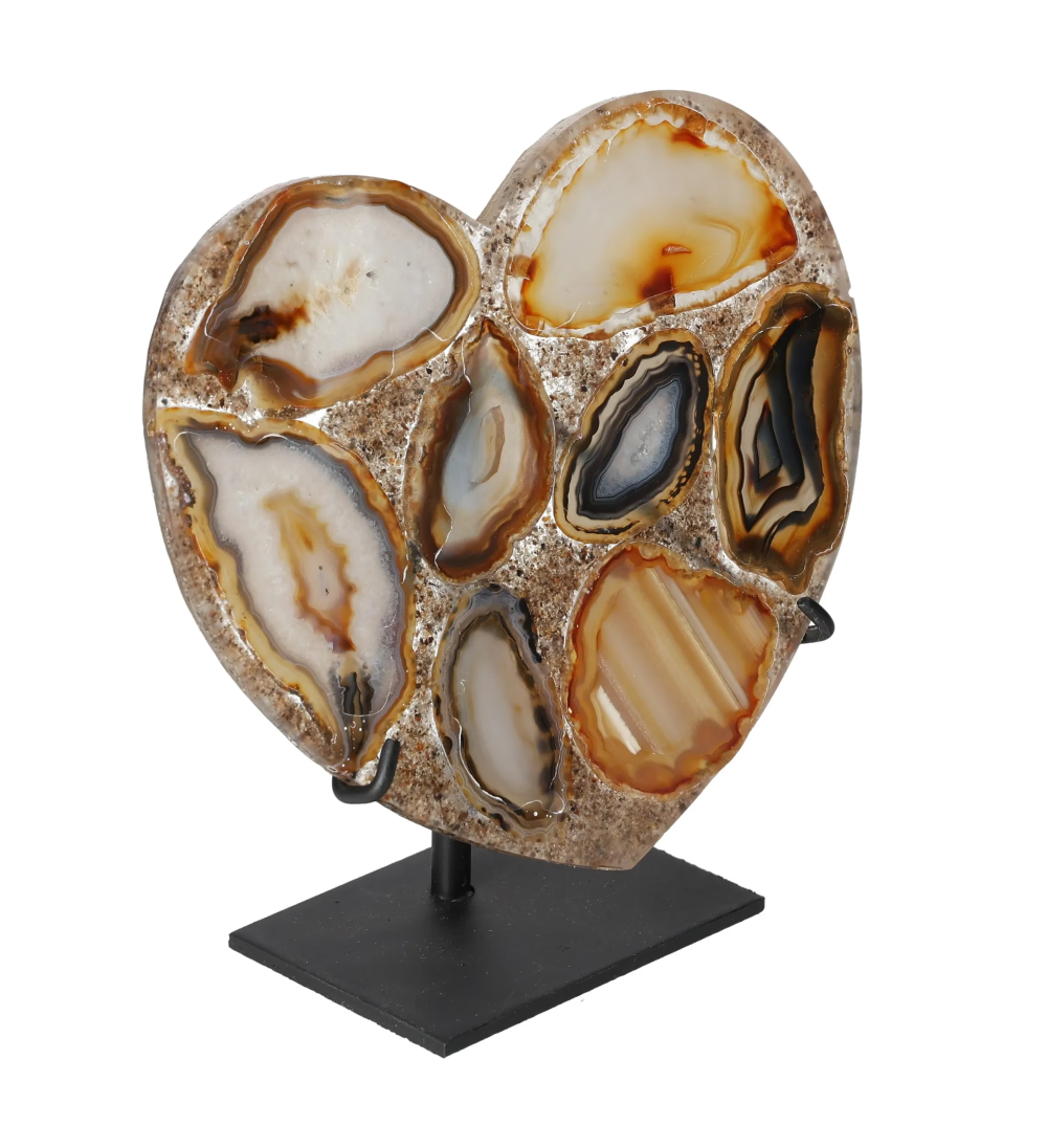 Agate Heart With Metal Base 625074