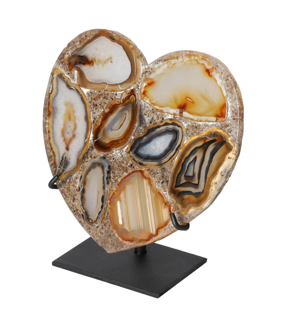 Agate Heart With Metal Base 625074