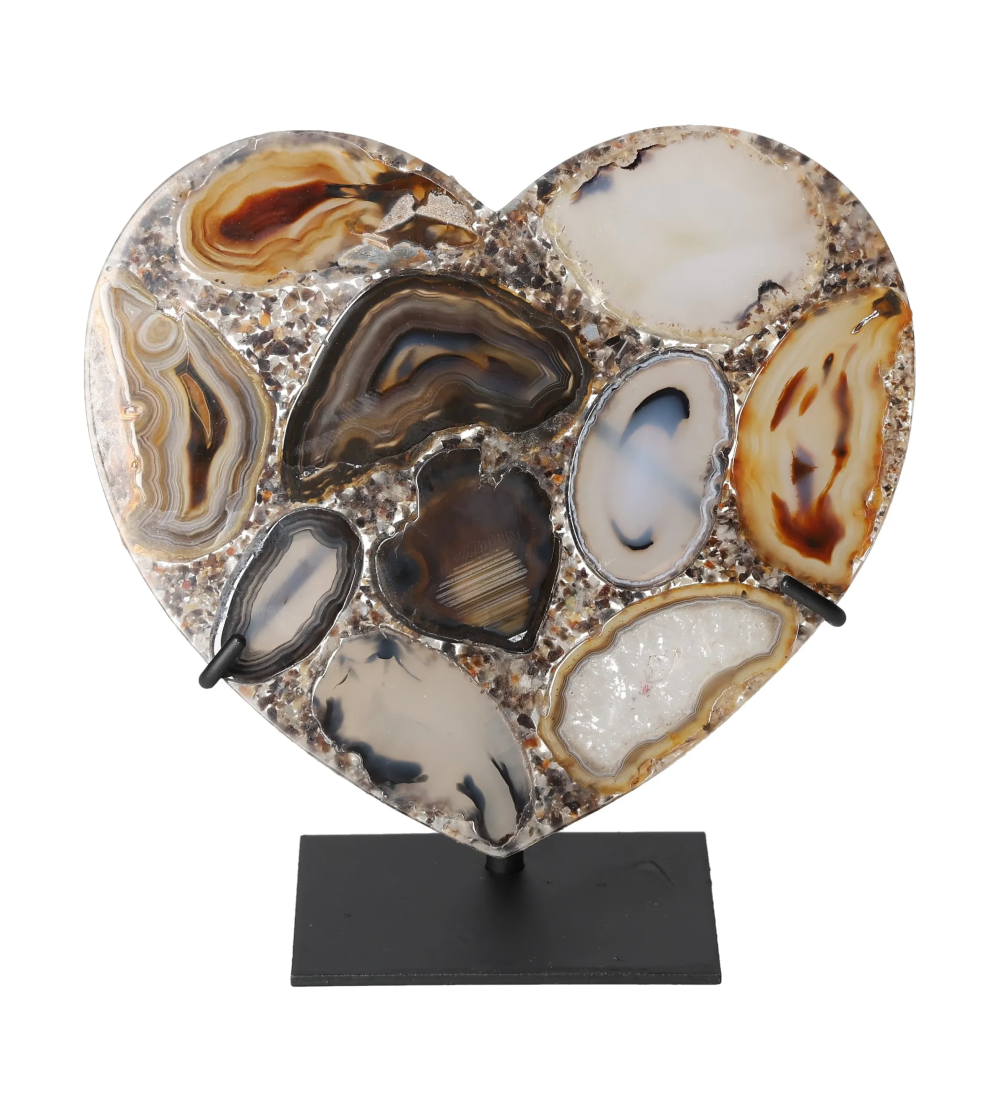 Agate Heart With Metal Base 625081