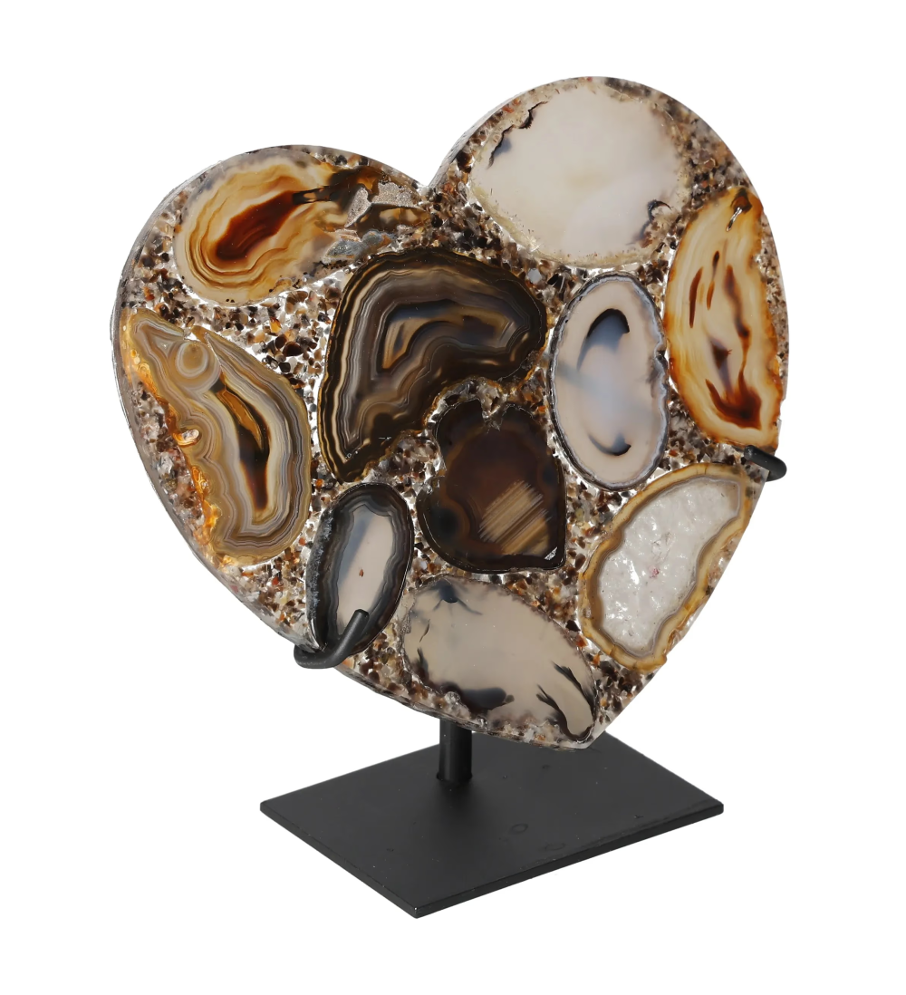 Agate Heart With Metal Base 625081
