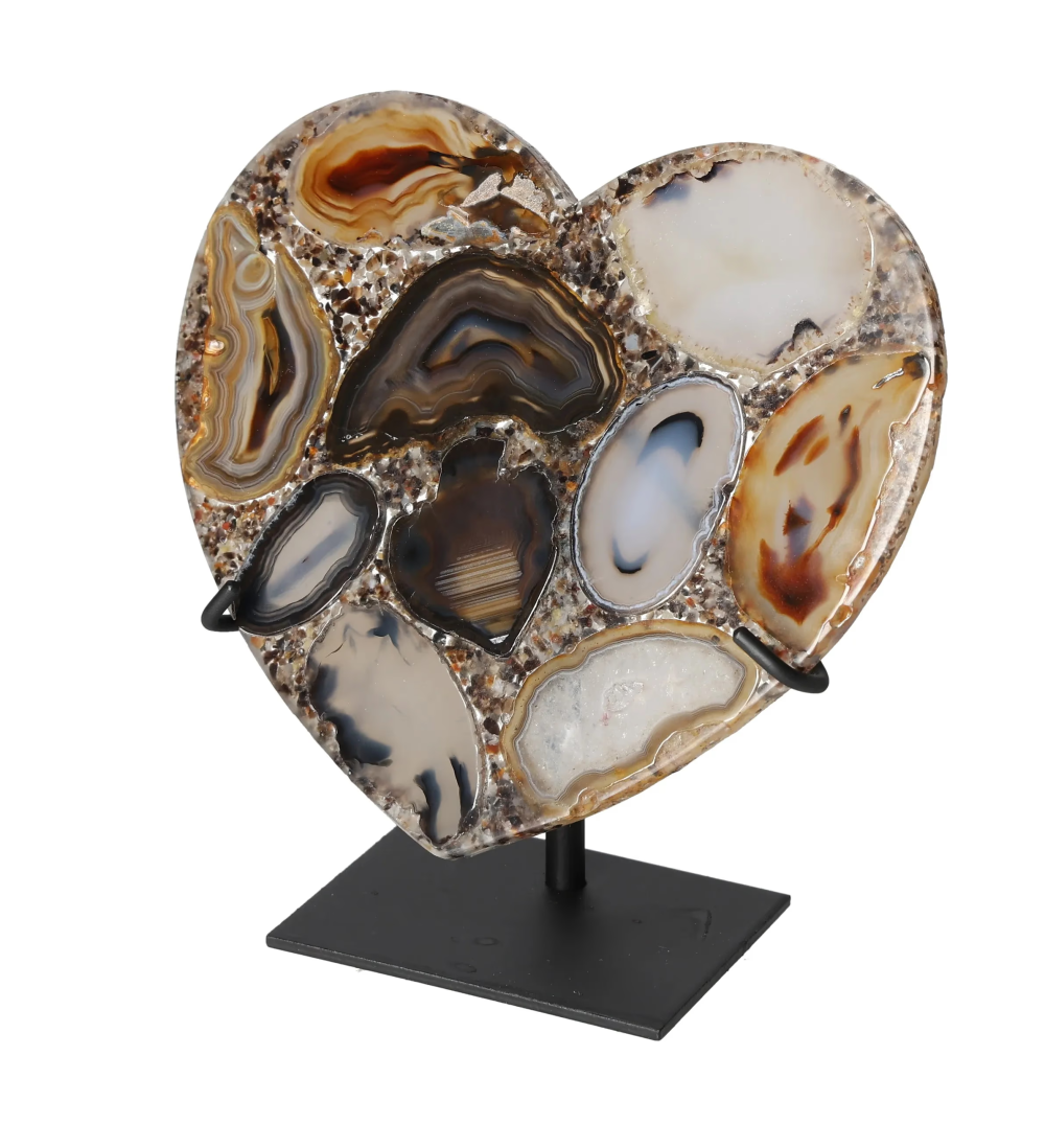 Agate Heart With Metal Base 625081