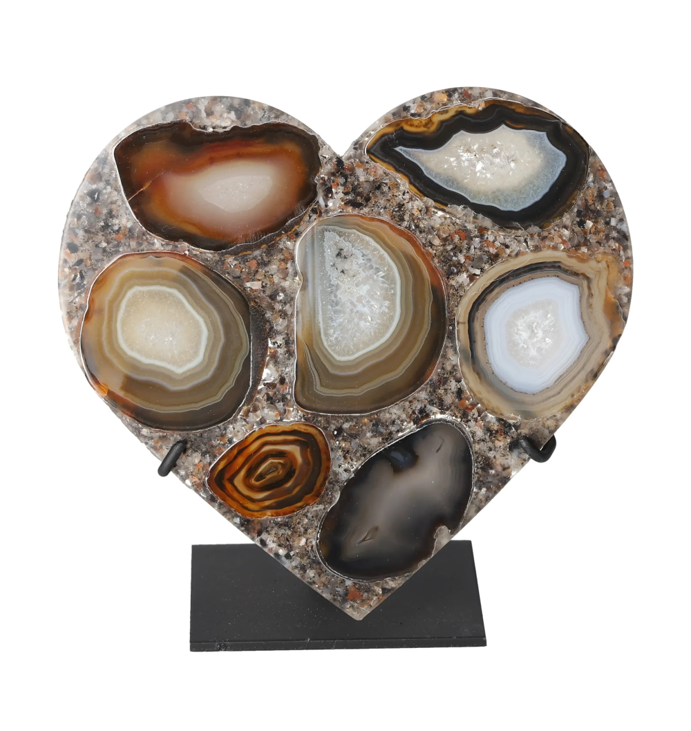 Agate Heart With Metal Base 625098
