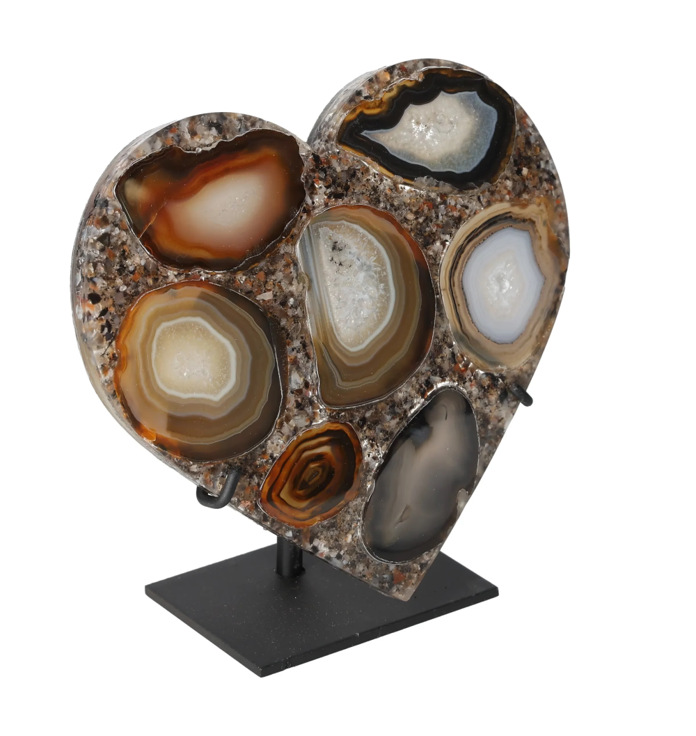 Agate Heart With Metal Base 625098