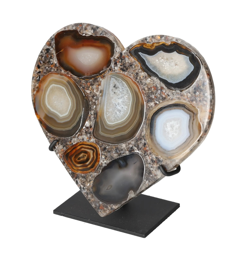 Agate Heart With Metal Base 625098