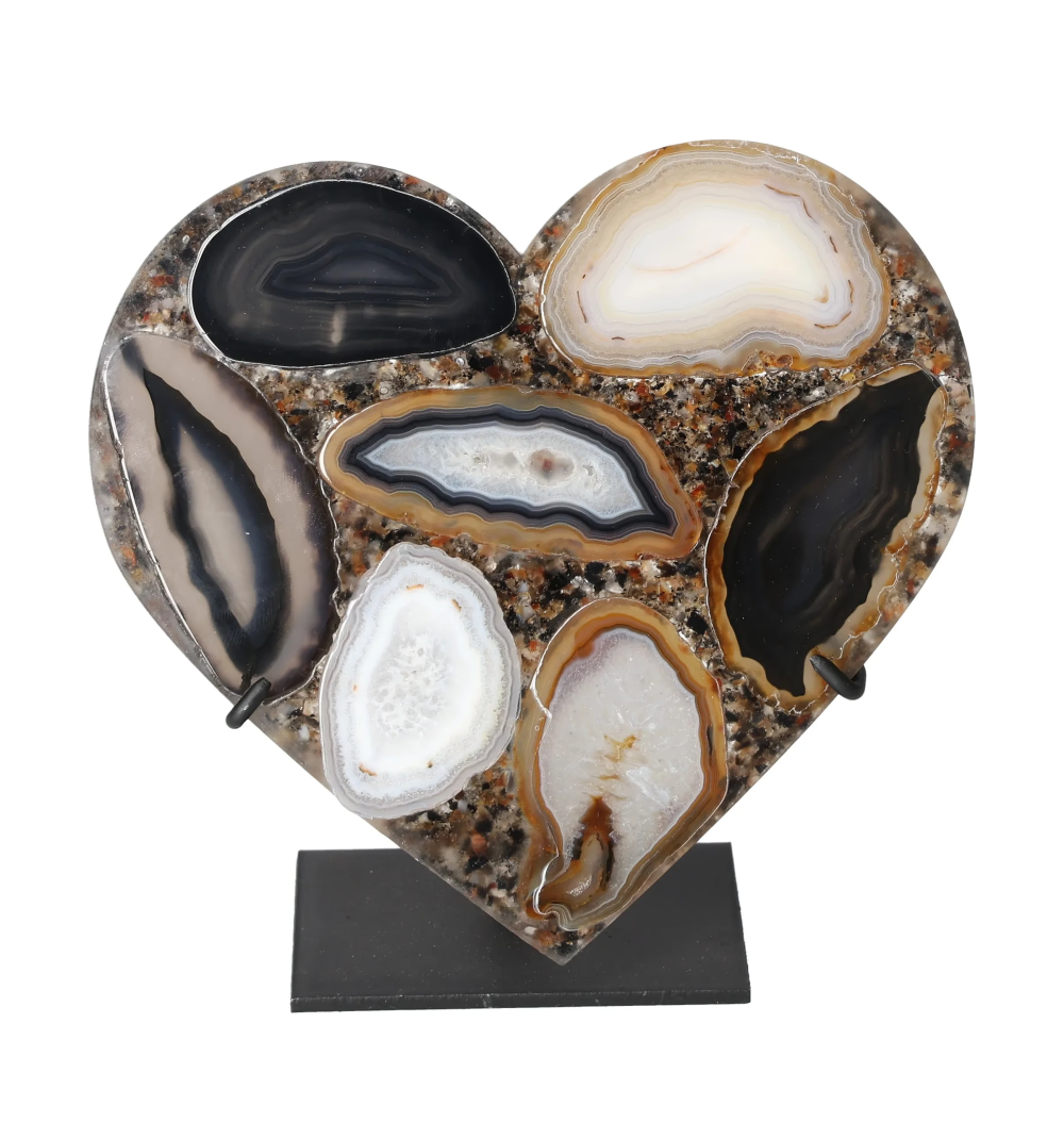 Agate Heart With Metal Base 625104