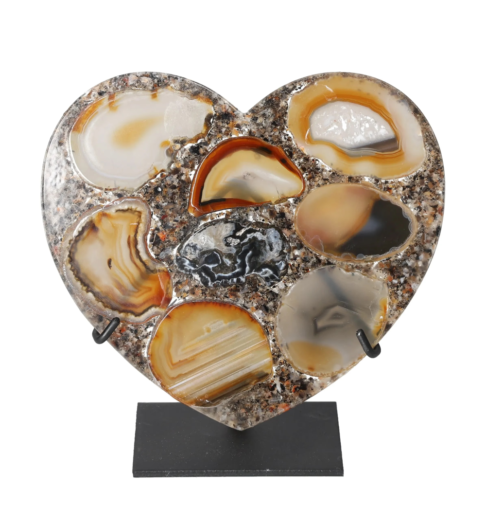 Agate Heart With Metal Base 625111