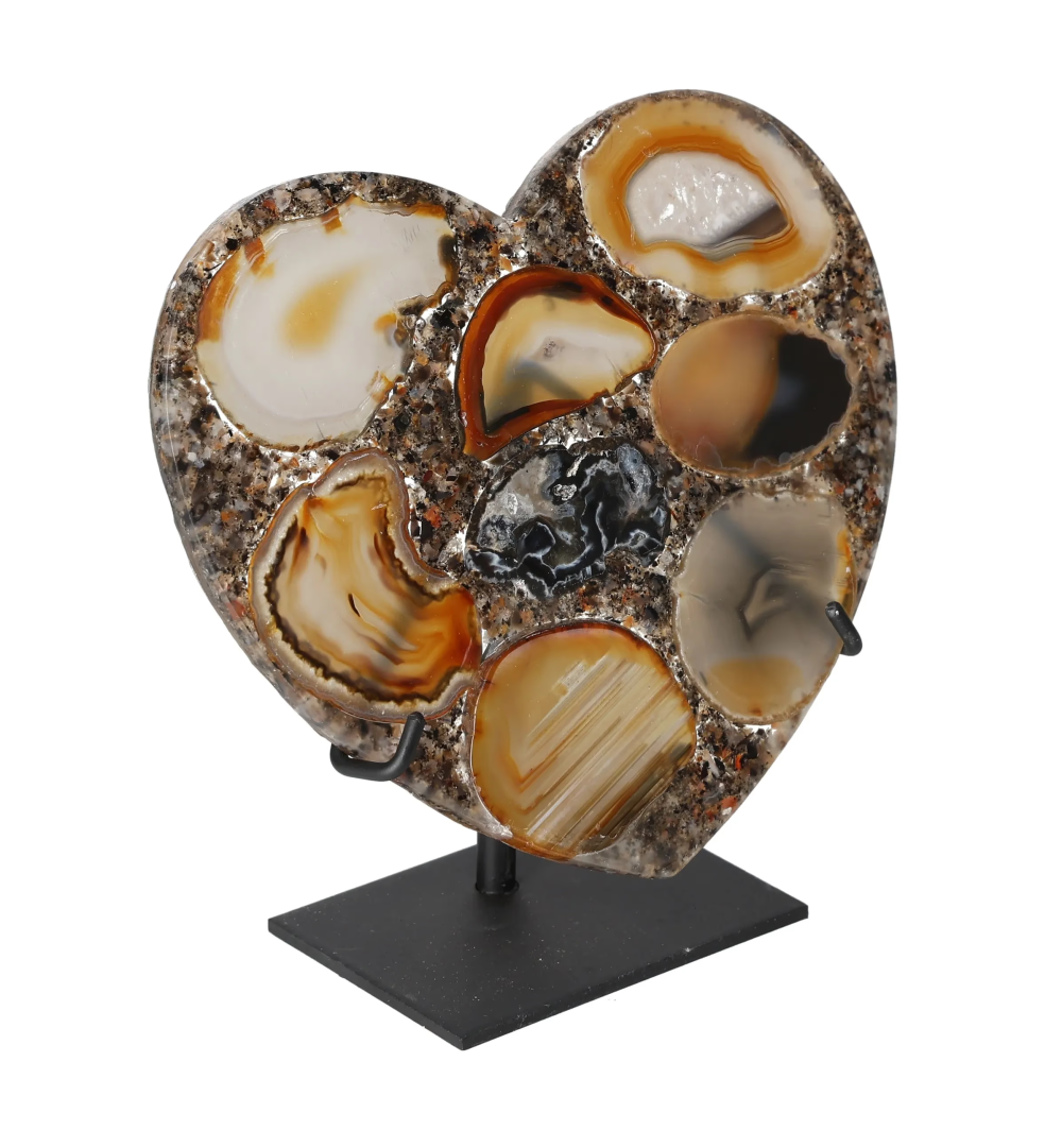 Agate Heart With Metal Base 625111