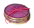 Agate Coasters Pink With Gold Trim 625364