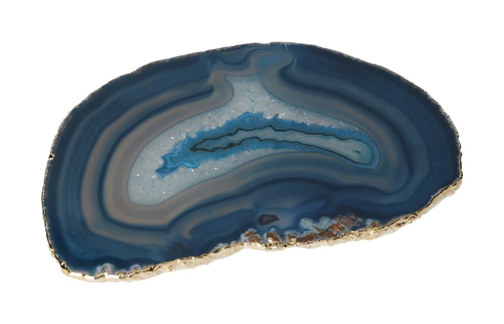 Agate Slice Polished Marine With Gold Trim 625753