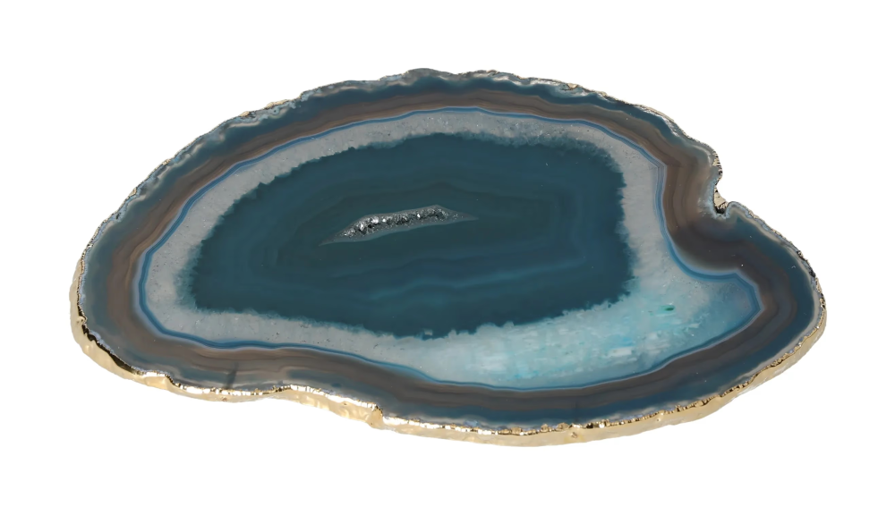 Agate Slice Polished Marine With Gold Trim 625791