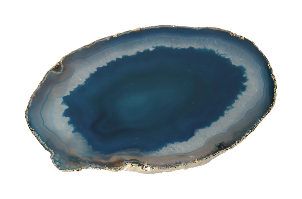 Agate Slice Polished Marine With Gold Trim 625852