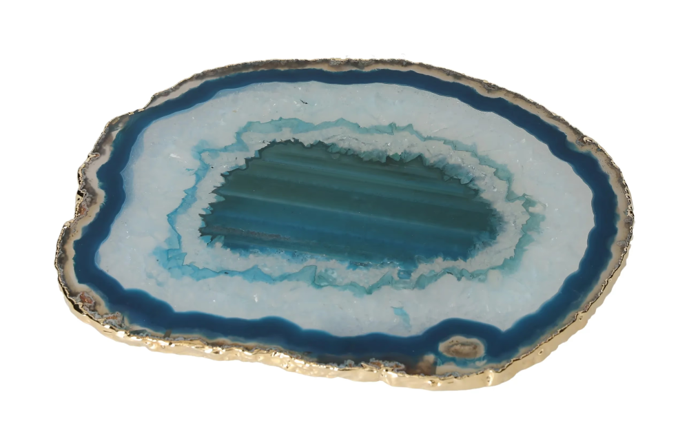 Agate Slice Polished Marine With Gold Trim 625869